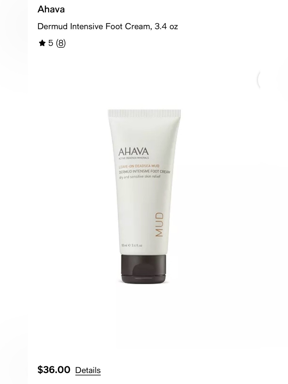 AHAVA Leave-On Deadsea Mud Intensive Foot Cream 100ml/3.4 fl oz Sealed